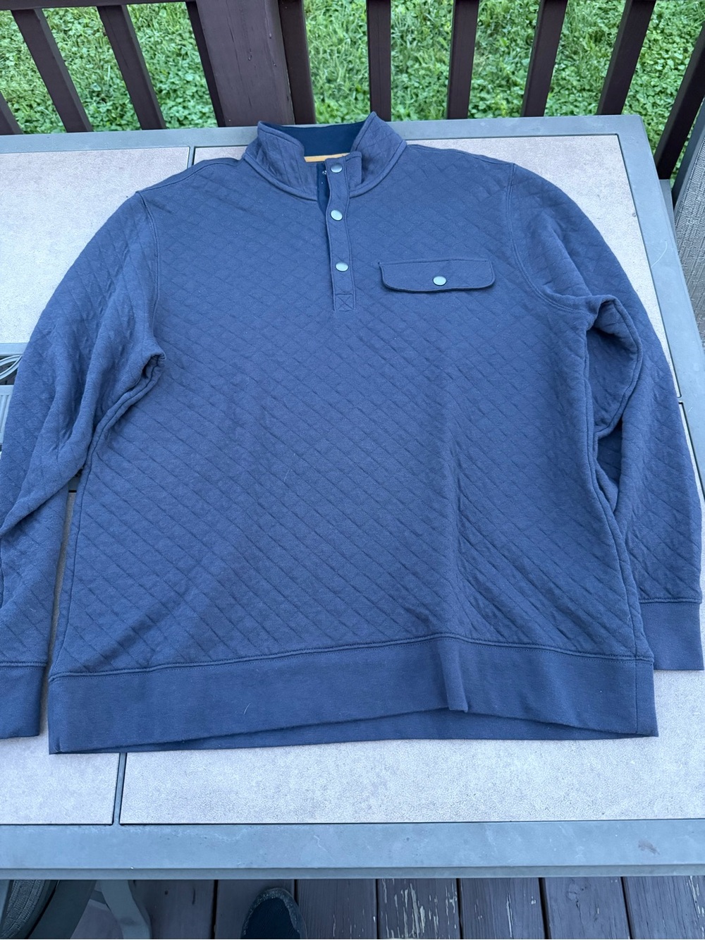 Goodfellow & Co Navy Quilted Snap-Placket Pullover
